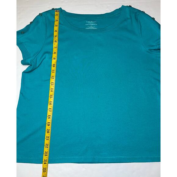 Talbots Women's Plus Size 2Xp Top Stretch Weekend Tee Button Accent Teal - Picture 2 of 6